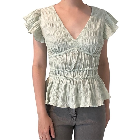 S’edge Blouse Ruffle Pastel Green Dainty Feminine Coquette Spring Size Medium - Picture 7 of 7